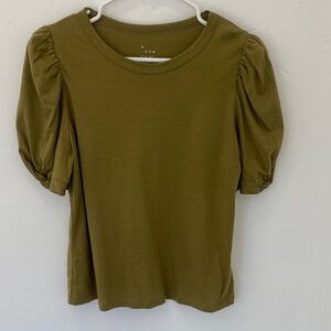 A New Day Olive Puff Sleeve Tee